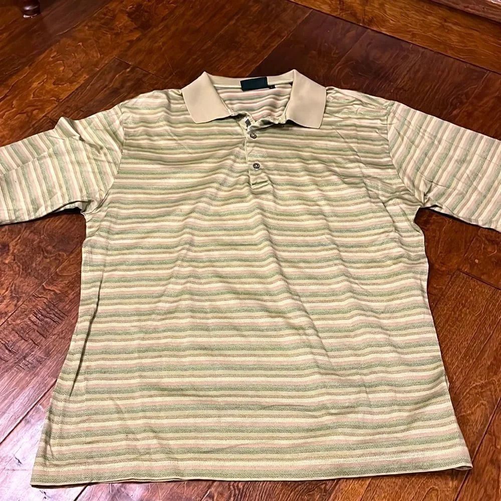 Bobby Jones collection striped golf polo shirt, size large!